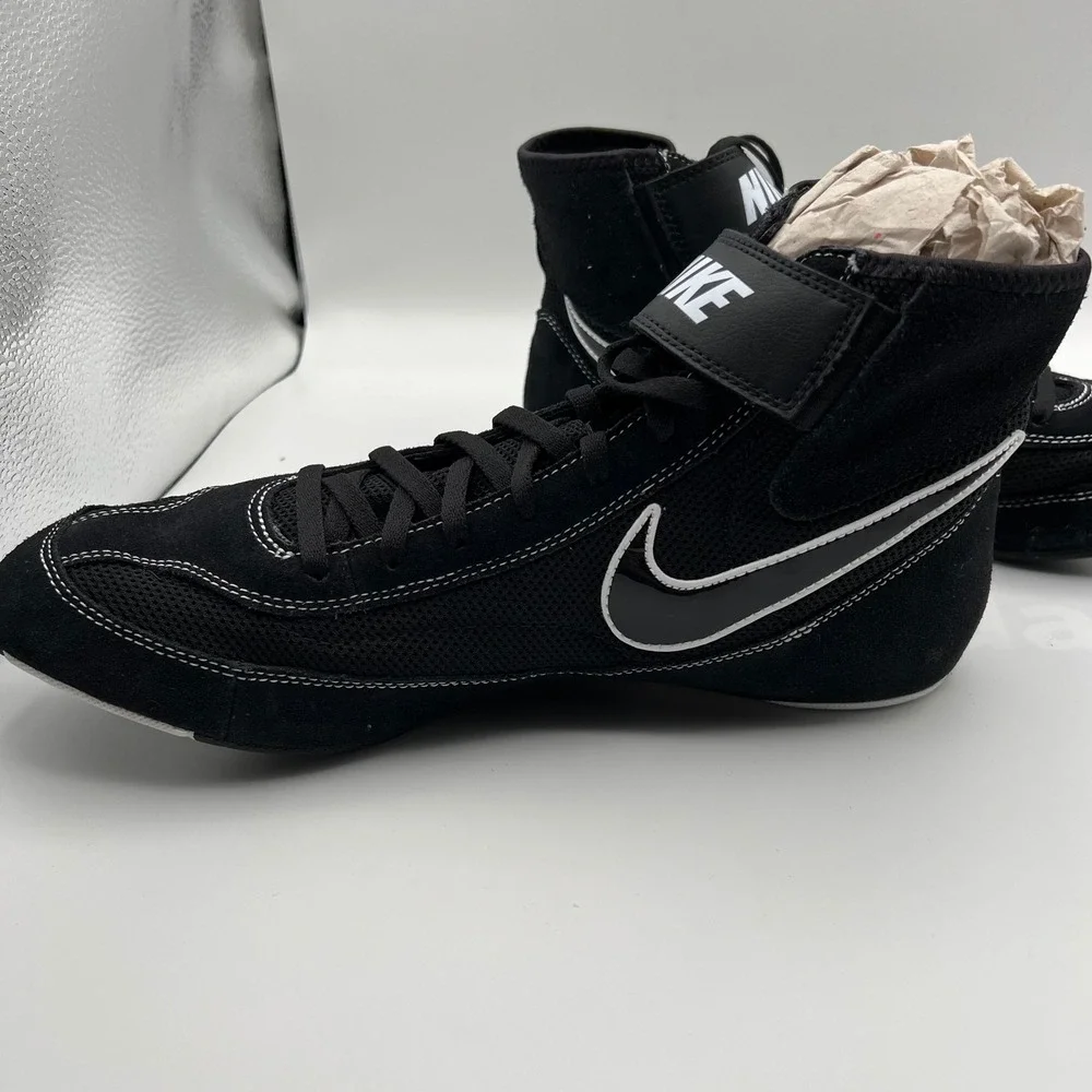 Nike Speedsweep VII Wrestling Shoes Mens 13 Black White High Top Mesh Suede‎